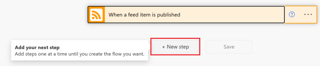 Adding a new step within Power Automate