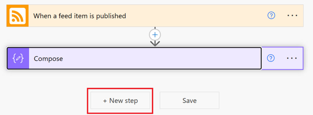 Adding a new step within Power Automate